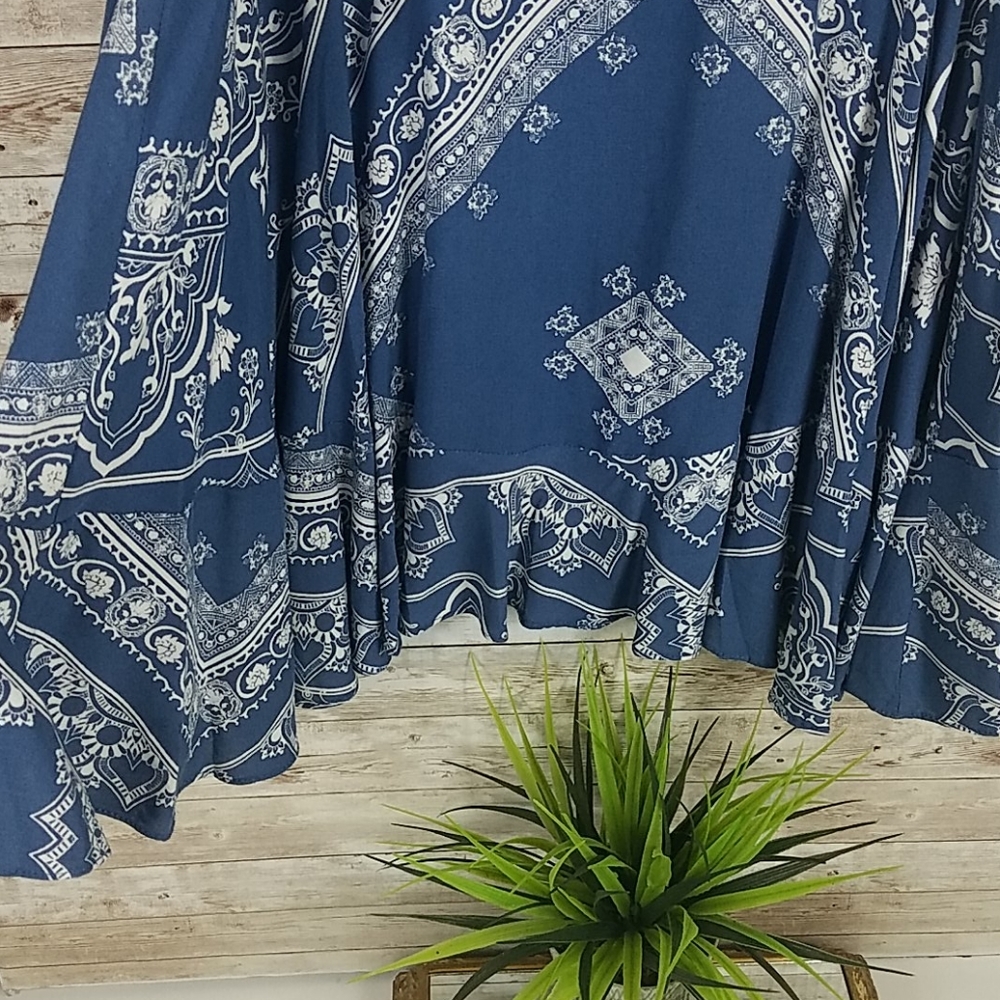 NWT, Melissa Paige, Blu/wht skirt, hi-lo, Sz LP/GP - Picture 7 of 8